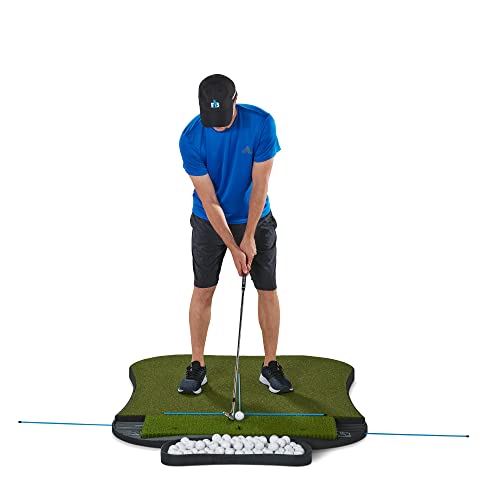 Fiberbuilt Golf 5'x4' Hourglass Pro Studio Mat Kit - Single-Sided Hitting Mat with Premium Fiberbuilt Grass Turf - Launch Monitor Tested - Indoor/Outdoor, Green
