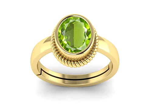 LMDPRAJAPATIS 7.25 Carat Natural Peridot Oval Cut Adjustable Gold Ring For Men And Women