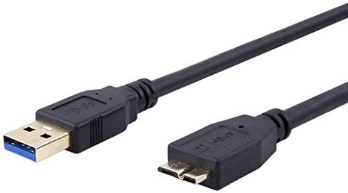 KKE Short Micro USB 3.0 Cable 1FT | USB 3.0 Type A Male to Micro B Cable | External Hard Drive Cable | Data Wire | Black