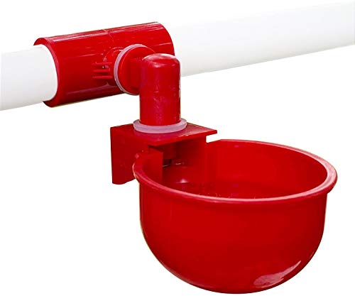 RentACoop DIY Waterer Kit for PVC Piping - Auto-Fill Cups with Inserts and Tee Fittings with UV Inhibitor for Sun Protection - Great for Chickens, Turkeys, Peafowl, and Other Poultry - 4 Pack