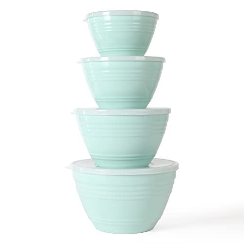 MARTHA STEWART Hoyt 8 pc Round Mixing Bowl Set w/Lid - 6.2 QT, 4.3 QT, 2.8 QT, 1.8 QT, Martha Blue