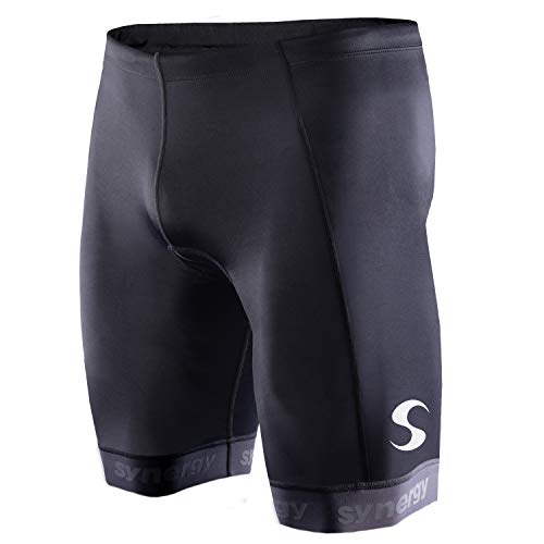 Synergy Men's Elite Tri Shorts with Mesh Pockets (Medium) Black