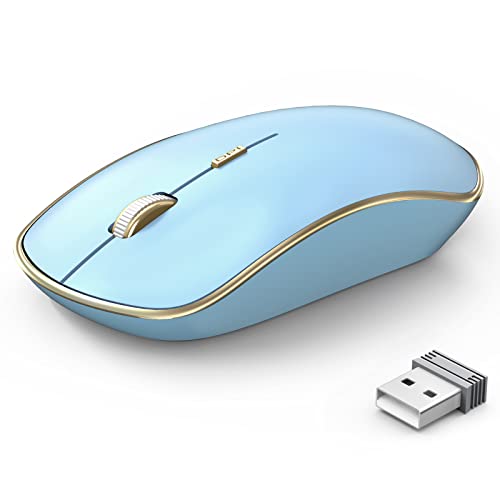 J JOYACCESS Wireless Mouse for Laptop, Portable Computer Mouse Wireless with 5 Adjustable DPI Levels, Silent Mouse for Notebook, MacBook, Chromebook, PC (Blue)