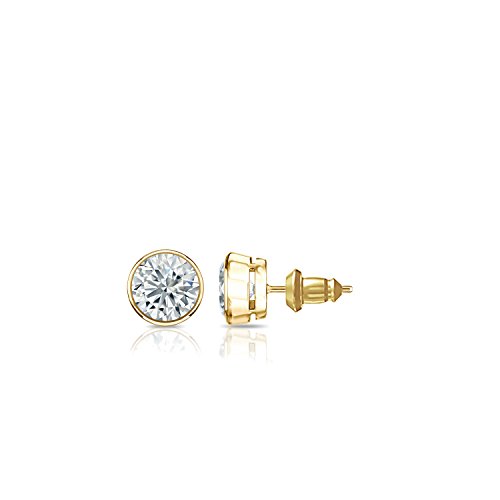 Diamond Wish 14k Yellow Gold Bezel-set Round Diamond Stud Earrings (1/4cttw, G-H, SI2-I1) Secure Lock Back