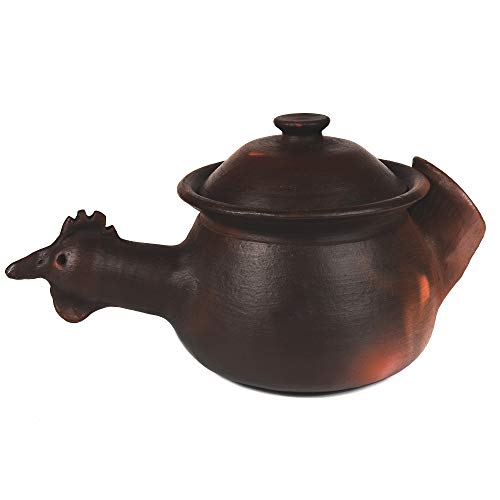 Ancient Cookware Pomaireware Novelty Clay Hen Soup Pot, 2 Quart Brown