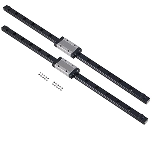 2pcs MGN12H 500mm Black Linear Rail Guide, Linear Guideway with 2pcs MGN12H Linear Bearing Sliding Carriage Block for 3D Printer and CNC Machine(MGN12H Type, 500mm)