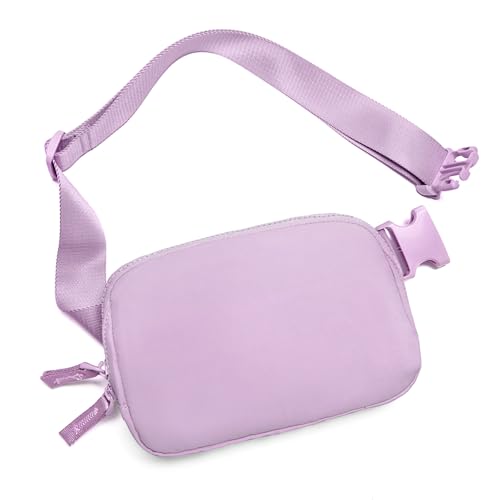 Belt Bag for Women Two-Way Zipper Cross Body Fanny Pack Fashion Waist Packs Everywhere Belt Bag with Adjustable Strap Gifts for Teen Girls Women Men (Lavender)