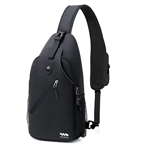 HAOMUK Sling Bag, Crossbody Sling Backpack Chest Bag for Men Women Cross Body Daypack for Hiking Travel