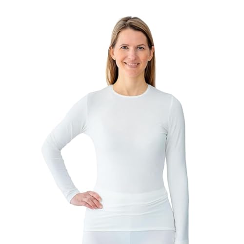 YoRo Naturals Remedywear Long Sleeve Shirt for Eczema, Itchy Skin, Psoriasis, White, Adult Medium