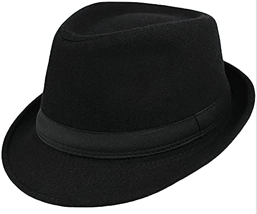 Kids-Boys Fedoras Caps Short-Brim Frdoras-Trilby-Hat Classic Felt Gangster-Manhattan-Hat for 4-8 Years Old rs
