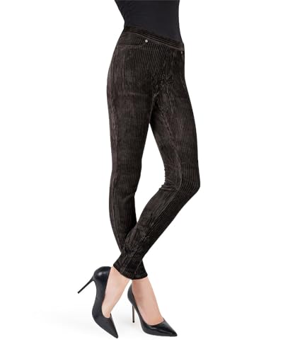 MeMoi Full Length Premium Wide Rib Corduroy Leggings Black Medium / Large