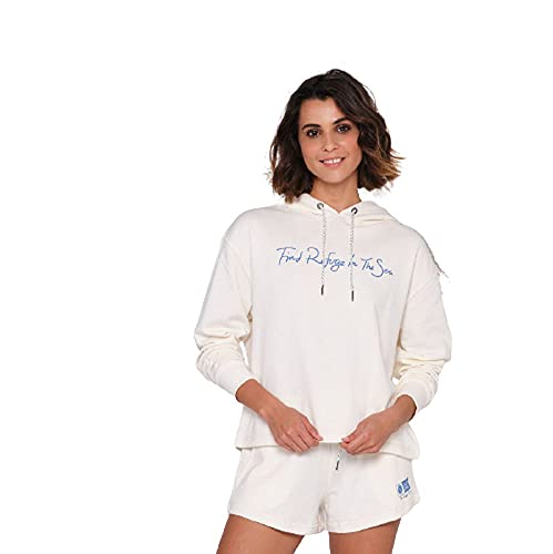 Salty Crew Women's Sand Set Crop Hoody (Bone, Medium)