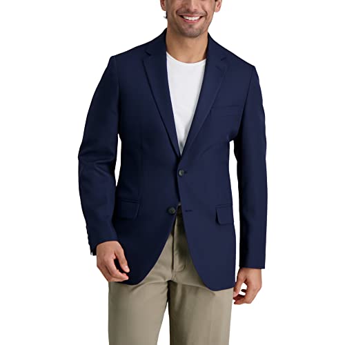 Haggar mens The Active Series Classic Fit Gabardine Blazer Business Suit Jacket, Indigo, 42 Short US