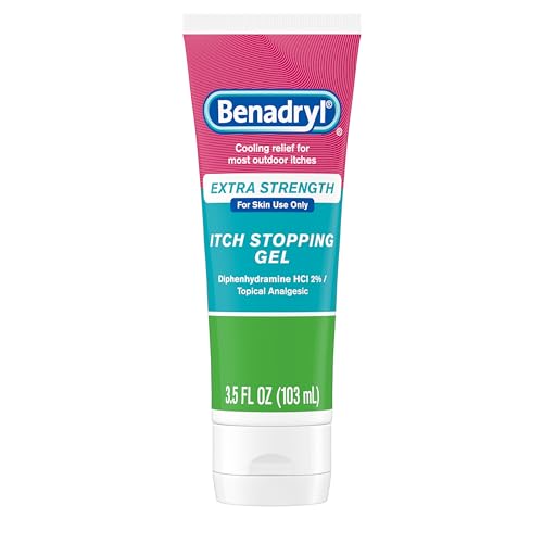 Benadryl Extra Strength Anti Itch Relief Gel, Bug Bite Itch Relief, 2% Diphenhydramine HCl, Itch Relief from Insect Bites, Sunburn & More, Great for Camping Essentials, 3.5 fl oz