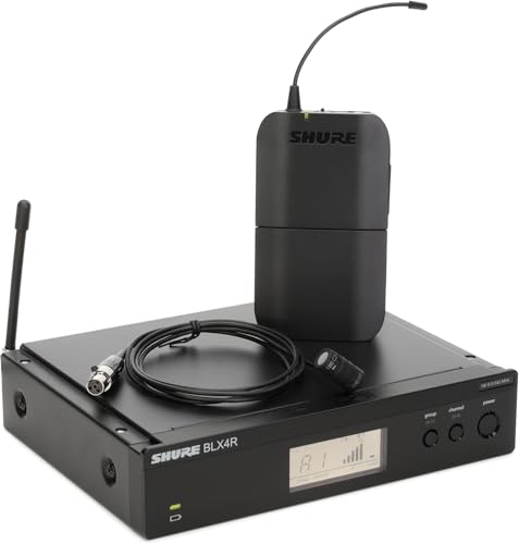 Shure BLX14R/W85 UHF Wireless Microphone System - Perfect for Interviews, Presenting, Theater - 14-Hour Battery Life, 300 ft Range | WL185 Lavalier Mic, Single Channel Rack Mount Receiver | H9 Band