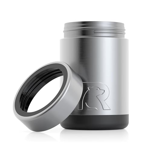 RTIC Can Cooler Insulated, Beer, Beverage, Soda Can Cooler with Lid, Stainless Steel Metal, Double Wall Insulation Coozie for Cans, Sweat Proof, 12oz, Stainless Steel