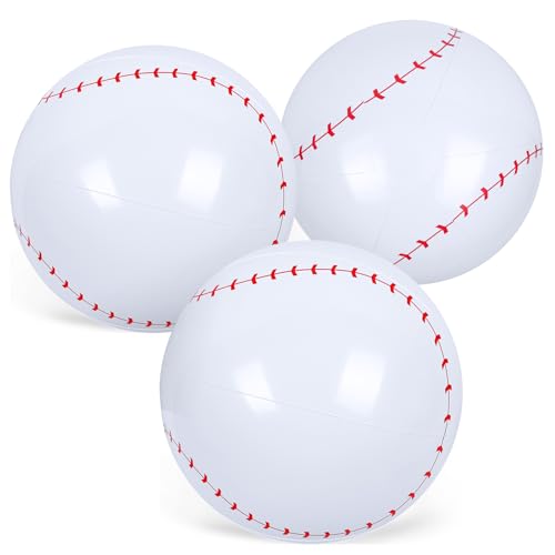 LovesTown 3PCS Inflatable Balls, 12 Inch Inflatable Baseball for Kids Beach Balls for Party Favors Summer Swimming Pool Beach Game