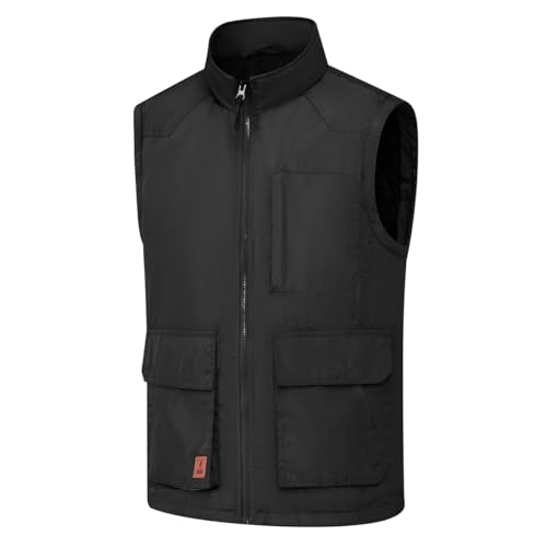 Msmsse Men's Softshell Outerwear Puffer Vest Lightweight Sleeveless Jacket for Running Golf Black XL