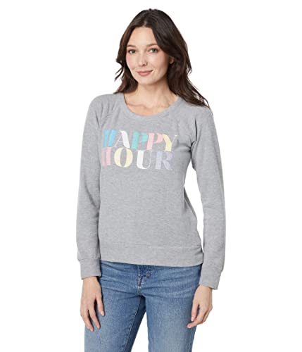Chaser 'Happy Hour' Sustainable Bliss Knit Raglan Pullover Heather Grey SM