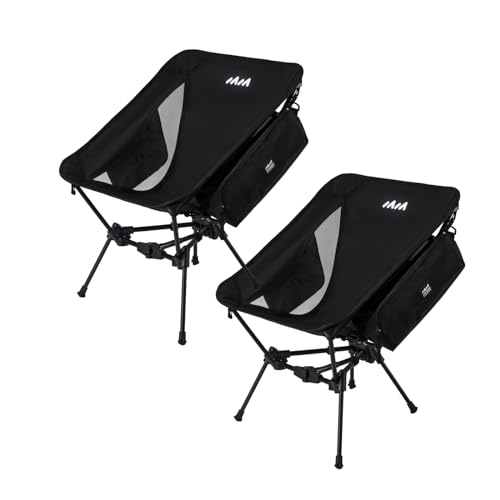 Mission Mountain UltraPort Portable Camping Chair - Ultralight Backpacking Chair, Compact & Lightweight Foldable Chairs for Camping, Hiking, Travel, Beach and Picnic (2 Pack)