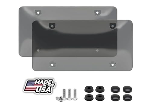 2 Unbreakable License Plate Bubble Covers 4 Holes Universal Fitment Choose your Shield Color (TRANSPARENT BLACKK)