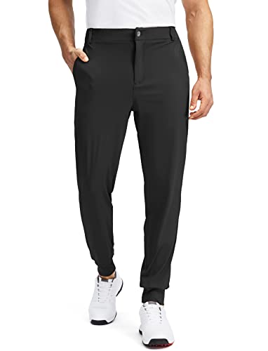 Soothfeel Men's Golf Joggers Pants with 5 Pockets Slim Fit Stretch Sweatpants Running Travel Dress Work Pants for Men(Black, L