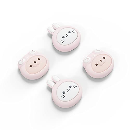 PlayVital Millennial Pink Joystick Caps for Nintendo Switch, Thumbstick Caps for Switch Lite, Analog Cover for Switch OLED Joycon Thumb Grip Caps for Switch/Lite/OLED - Cosplaying Kitten & Puppy