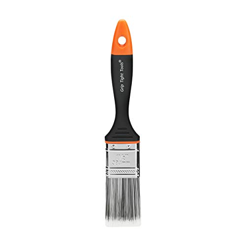 Grip Tight Tools 1.5' Professional Orange Plus Paint Brush with Soft Grip, General Purpose Polyester-Blend Bristles Provide a Stretch Finish for Faster Coverage