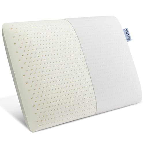 Artka Talalay Natural Latex Pillow with 100% Cotton Cover, Medium Soft, Queen Size Pillow for Sleeping, Side, Back & Stomach Sleepers, Cotton Cover, Spine Support - Best Gift