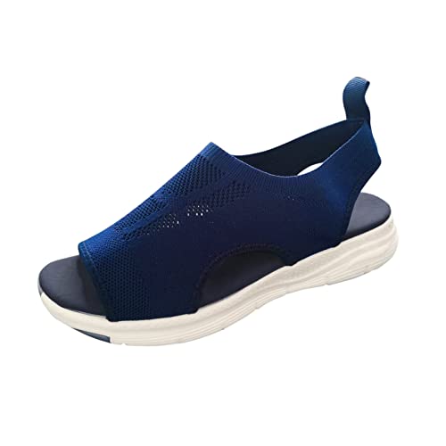 JEUROT Comfortable Sandals for Women Breathable Washable Slingback Platform Sandal Open Toe Arch Support Wedge Heels Anti Slip Sport Athletic Hiking Summer Shoes (A-Blue, 6.5-7)