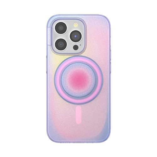 PopSockets iPhone 15 Pro Case with Round Phone Grip Compatible with MagSafe, Phone Case for iPhone 15 Pro, Wireless Charging Compatible - Aura