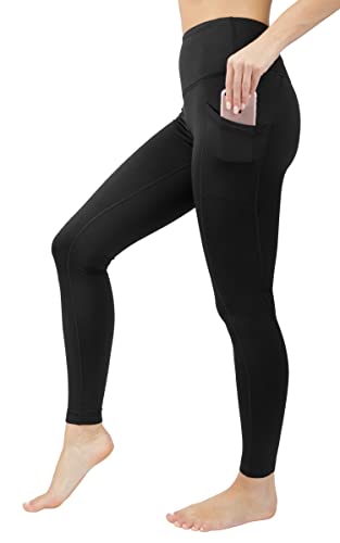 90 Degree By Reflex High Waist Fleece Lined Leggings with Side Pocket - Yoga Pants - Black with Pocket - XL