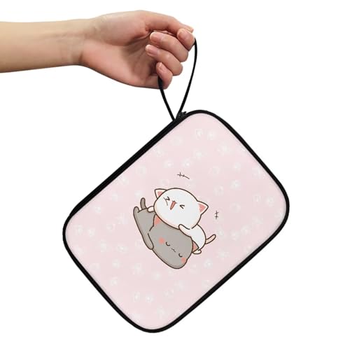 Spowatriy Cute Cat 12-Slot Watch Band Storage Bag Box 2-Tier Watch Display Case Pink Velvet Lining,Pouch Travel Watch Straps Bands Carrying Case-Watch Band Storage Organizer