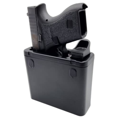 TacBox Mini SC for Pistols - Subcompact Handgun Fast Access Mountable Holster Box for Vehicles, Home/Office & More (Black)