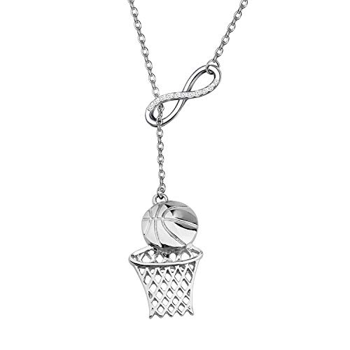 FUSTMW Basketball Necklace Basketball Hoop Pendant Basketball Lover Players Gifts Basketball Jewelry Team Gifts (Basketball Y Necklace)