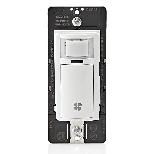 Leviton DHS05-1LW Humidity Sensor Switch for bathroom exhaust fan, automate ventilation, air circulation, moisture control, ¼ HP, Single Pole, White