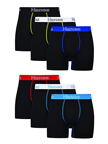 Hanes Men's Underwear Boxer Briefs Pack, Moisture-Wicking Underwear, Stretch-Cotton Boxer Briefs, 6-Pack