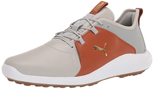 PUMA mens Ignite Fasten8 Crafted Golf Shoe, High-rise/Gold/Leather Brown, 11 US