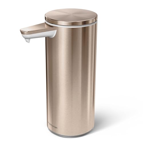 simplehuman 9 oz. Touch-Free Rechargeable Sensor Liquid Soap Pump Dispenser, Rose Gold Stainless Steel