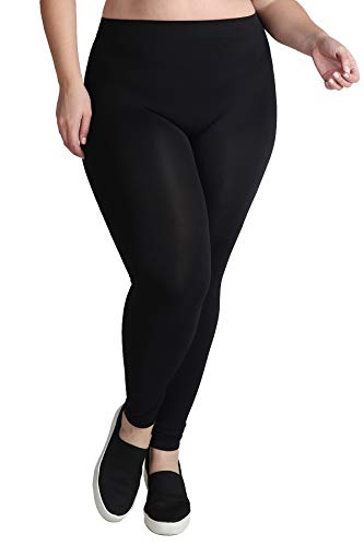 NIKIBIKI Women Seamless Base Layer Legging Tights, Plus Size (Black)