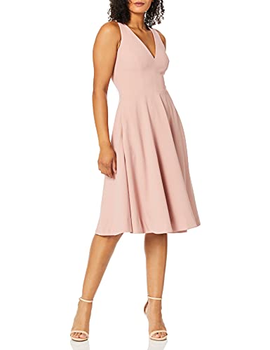 Dress the Population Women's Catalina Solid Sleeveless Fit & Flare Midi Dress, blush L