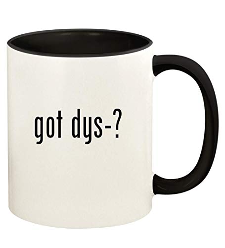 Knick Knack Gifts got dys-? - 11oz Ceramic Colored Handle and Inside Coffee Mug Cup, Black