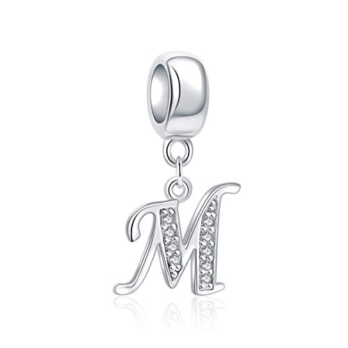 Letter M Charm Sterling Silver 925 Initial A-z Alphabet Beads Name Charm Fits Pandora Bracelet Charms