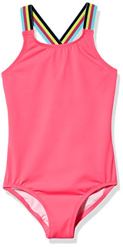 Kanu Surf Girls UPF 50+ Beach Sport Athletic One Piece Swimsuit, Maggie Hot Pink, 8
