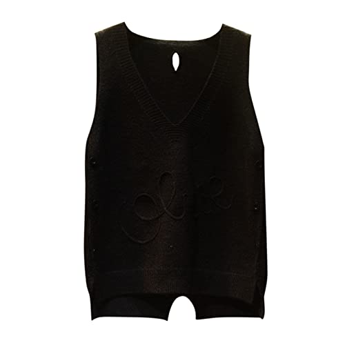 Women Vests Outerwear Knitted Short Top Plaid Sweater Contrast Color Fashion Vintage Print Christmas