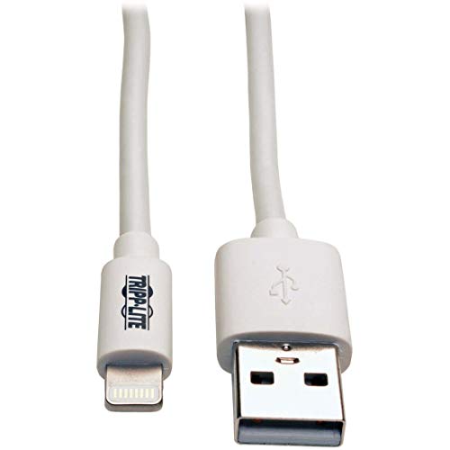 Tripp Lite USB-A to Lightning Charging & Data Cable, MFi Certified for Apple iPhone, iPad & iPod - White, 3 Feet / 1 Meter, 2-Year Warranty (M100-003-WH)