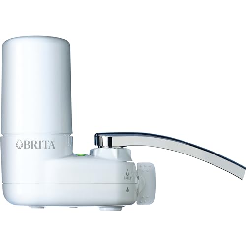 Brita Water Filter for Sink, Faucet Mount Water Filtration System for Tap Water, Reduces 99% of Lead, White