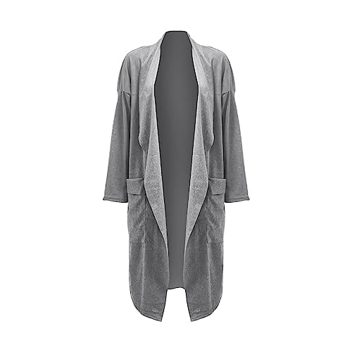 Deals of The Day Lightning Deals Today Prime Long Cardigan European and American Solid Color Mid Length Coarse Sweater Sweater Women Long Cardigans for (2-Grey, XL)