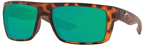 Costa Del Mar Men's Motu Rectangular Sunglasses, Matte Retro Tortoise/Green Mirrored Polarized, 58 mm (MTU66OGMP)