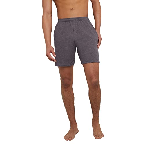 Hanes Mens Jersey Cotton With Pocket Workout-and-training-shorts, Charcoal Heather, Medium US
